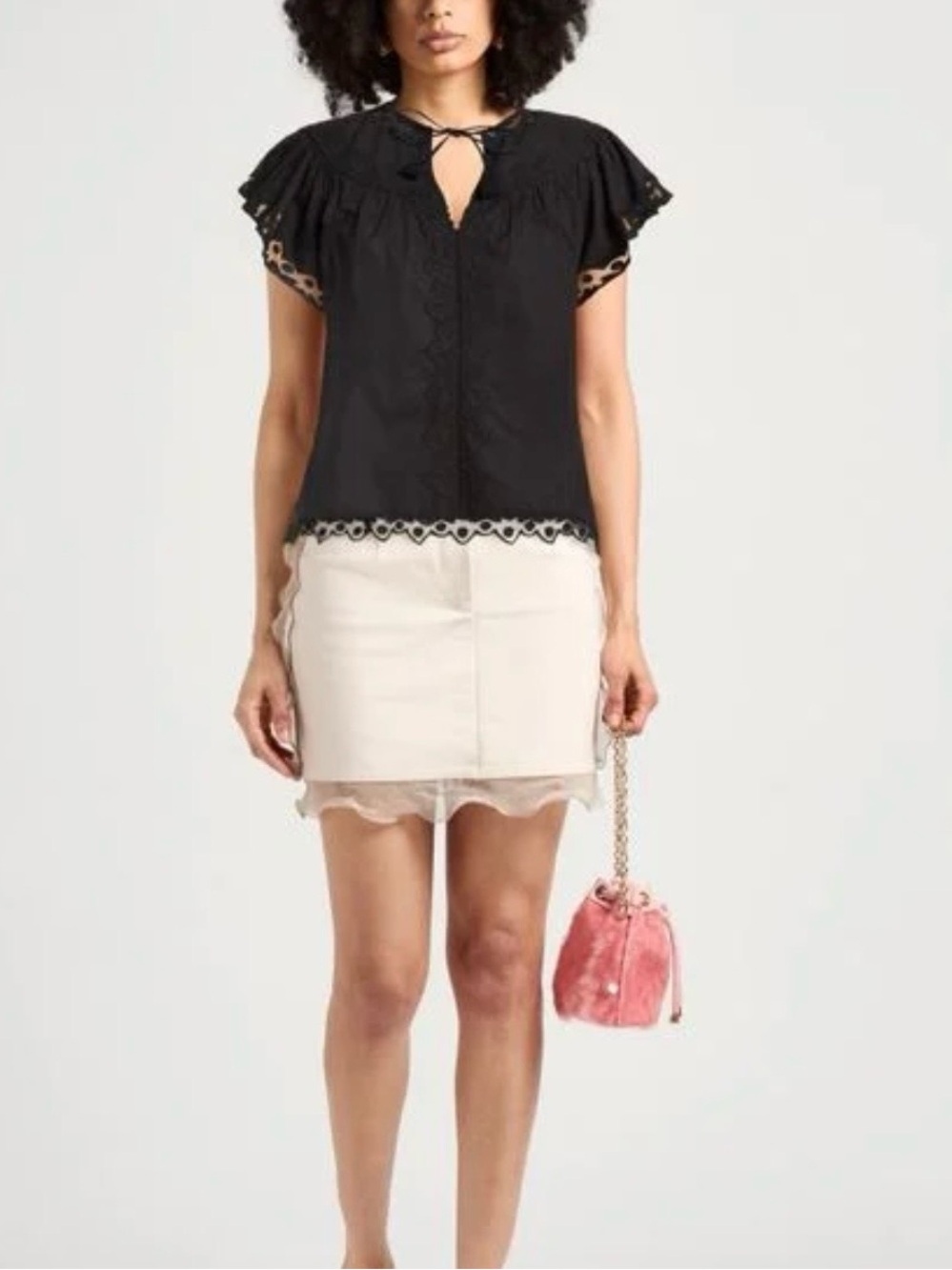 Ulla Johnson Effie flutter sleeve black top NWT - Picture 4 of 8